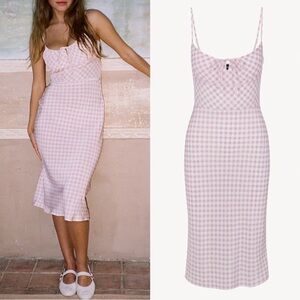 Realisation Par The Elsa midi dress in pink gingham XS